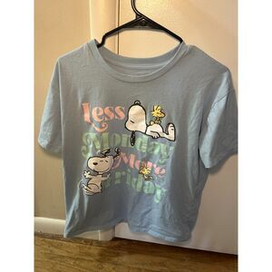 Peanuts Snoopy Woodstock "Less Monday More Friday" Blue Graphic Tee XL